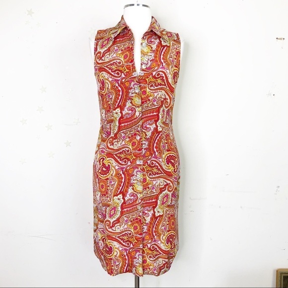 𝅺Moda Seta silk Paisley print shirt dress - Picture 1 of 16